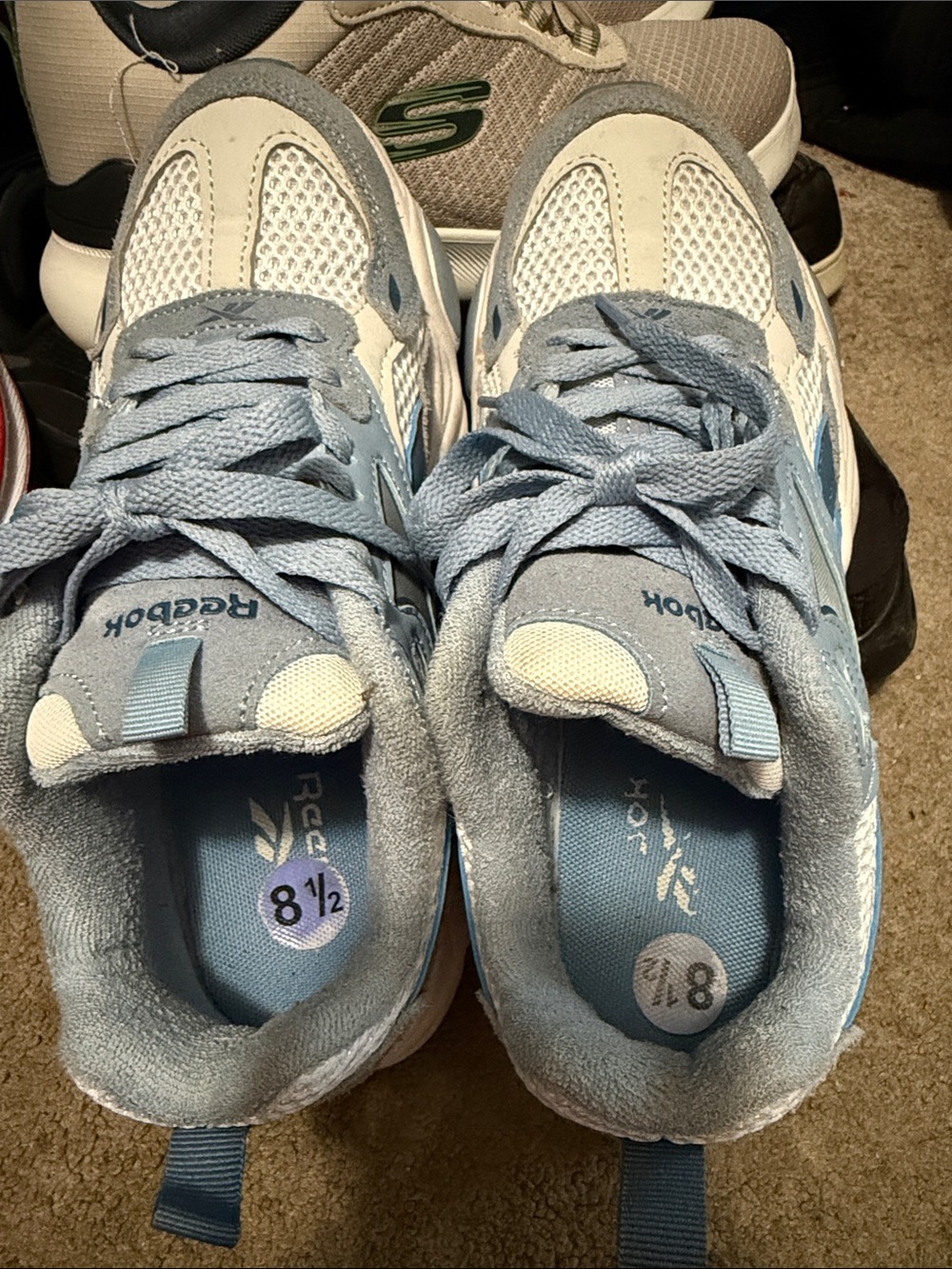 Reebok Kids Light Blue and White Mesh Sneakers